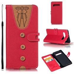 Ladies Bow Clothes Pattern Leather Wallet Phone Case for Samsung Galaxy S10 (6.1 inch) - Red