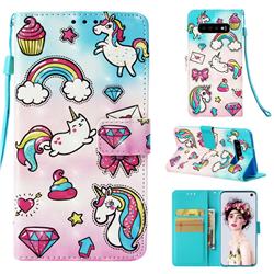 Diamond Pony 3D Painted Leather Wallet Case for Samsung Galaxy S10 (6.1 inch)