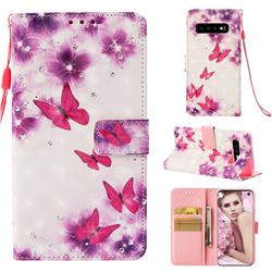 Stamen Butterfly 3D Painted Leather Wallet Case for Samsung Galaxy S10 (6.1 inch)