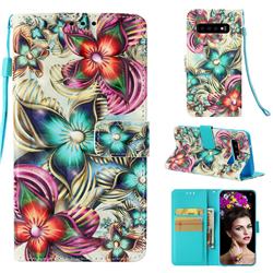 Kaleidoscope Flower 3D Painted Leather Wallet Case for Samsung Galaxy S10 (6.1 inch)