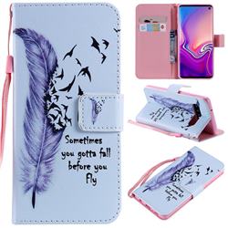 Feather Birds PU Leather Wallet Case for Samsung Galaxy S10 (6.1 inch)