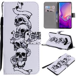 Skull Head PU Leather Wallet Case for Samsung Galaxy S10 (6.1 inch)