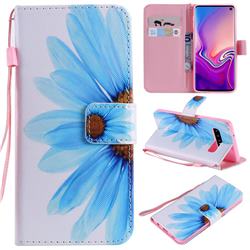 Blue Sunflower PU Leather Wallet Case for Samsung Galaxy S10 (6.1 inch)
