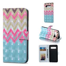 Color Wave 3D Painted Leather Phone Wallet Case for Samsung Galaxy S10 (6.1 inch)
