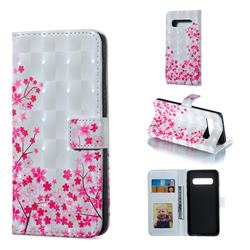 Cherry Blossom 3D Painted Leather Phone Wallet Case for Samsung Galaxy S10 (6.1 inch)