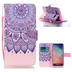 Purple Sunflower Leather Wallet Phone Case for Samsung Galaxy S10 (6.1 inch)