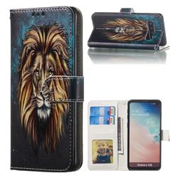 Ice Lion 3D Relief Oil PU Leather Wallet Case for Samsung Galaxy S10 (6.1 inch)