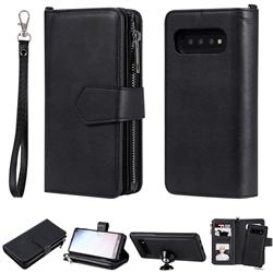 Retro Luxury Multifunction Zipper Leather Phone Wallet for Samsung Galaxy S10 (6.1 inch) - Black