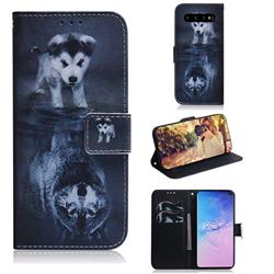 Wolf and Dog PU Leather Wallet Case for Samsung Galaxy S10 (6.1 inch)