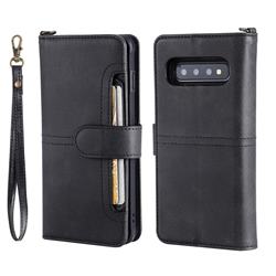 Retro Multi-functional Detachable Leather Wallet Phone Case for Samsung Galaxy S10 (6.1 inch) - Black
