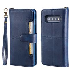Retro Multi-functional Detachable Leather Wallet Phone Case for Samsung Galaxy S10 (6.1 inch) - Blue