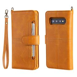 Retro Multi-functional Detachable Leather Wallet Phone Case for Samsung Galaxy S10 (6.1 inch) - Brown