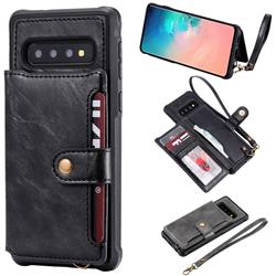 Retro Aristocratic Demeanor Anti-fall Leather Phone Back Cover for Samsung Galaxy S10 (6.1 inch) - Black
