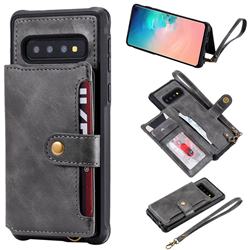 Retro Aristocratic Demeanor Anti-fall Leather Phone Back Cover for Samsung Galaxy S10 (6.1 inch) - Gray