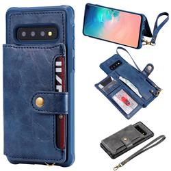 Retro Aristocratic Demeanor Anti-fall Leather Phone Back Cover for Samsung Galaxy S10 (6.1 inch) - Blue