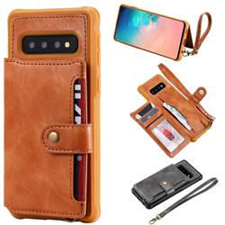 Retro Aristocratic Demeanor Anti-fall Leather Phone Back Cover for Samsung Galaxy S10 (6.1 inch) - Brown