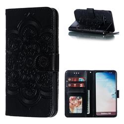 Intricate Embossing Datura Solar Leather Wallet Case for Samsung Galaxy S10 (6.1 inch) - Black