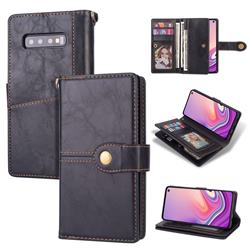 Retro Luxury Multipurpose Purse Phone Case for Samsung Galaxy S10 (6.1 inch) - Black