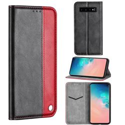 Classic Business Ultra Slim Magnetic Sucking Stitching Flip Cover for Samsung Galaxy S10 (6.1 inch) - Red