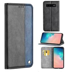 Classic Business Ultra Slim Magnetic Sucking Stitching Flip Cover for Samsung Galaxy S10 (6.1 inch) - Blue