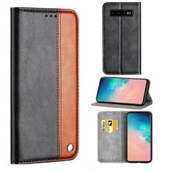 Classic Business Ultra Slim Magnetic Sucking Stitching Flip Cover for Samsung Galaxy S10 (6.1 inch) - Brown