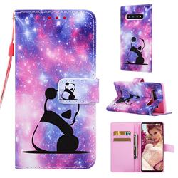 Panda Baby Matte Leather Wallet Phone Case for Samsung Galaxy S10 (6.1 inch)