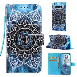 Underwater Mandala Matte Leather Wallet Phone Case for Samsung Galaxy S10 (6.1 inch)