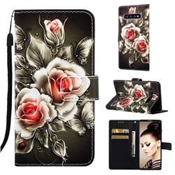 Black Rose Matte Leather Wallet Phone Case for Samsung Galaxy S10 (6.1 inch)