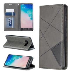 Prismatic Slim Magnetic Sucking Stitching Wallet Flip Cover for Samsung Galaxy S10 (6.1 inch) - Gray