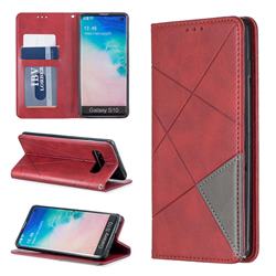 Prismatic Slim Magnetic Sucking Stitching Wallet Flip Cover for Samsung Galaxy S10 (6.1 inch) - Red