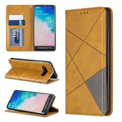 Prismatic Slim Magnetic Sucking Stitching Wallet Flip Cover for Samsung Galaxy S10 (6.1 inch) - Yellow