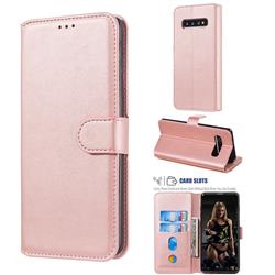 Retro Calf Matte Leather Wallet Phone Case for Samsung Galaxy S10 (6.1 inch) - Pink