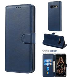 Retro Calf Matte Leather Wallet Phone Case for Samsung Galaxy S10 (6.1 inch) - Blue