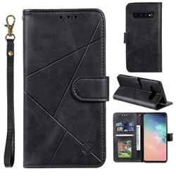 Embossing Geometric Leather Wallet Case for Samsung Galaxy S10 (6.1 inch) - Black