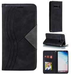 Retro S Streak Magnetic Leather Wallet Phone Case for Samsung Galaxy S10 (6.1 inch) - Black