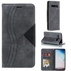 Retro S Streak Magnetic Leather Wallet Phone Case for Samsung Galaxy S10 (6.1 inch) - Gray