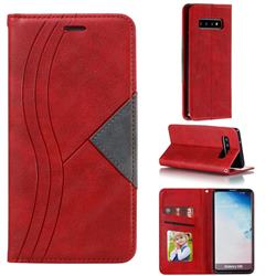 Retro S Streak Magnetic Leather Wallet Phone Case for Samsung Galaxy S10 (6.1 inch) - Red