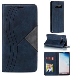 Retro S Streak Magnetic Leather Wallet Phone Case for Samsung Galaxy S10 (6.1 inch) - Blue
