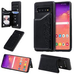 Yikatu Luxury Cute Cats Multifunction Magnetic Card Slots Stand Leather Back Cover for Samsung Galaxy S10 (6.1 inch) - Black