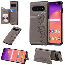 Yikatu Luxury Cute Cats Multifunction Magnetic Card Slots Stand Leather Back Cover for Samsung Galaxy S10 (6.1 inch) - Gray