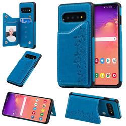Yikatu Luxury Cute Cats Multifunction Magnetic Card Slots Stand Leather Back Cover for Samsung Galaxy S10 (6.1 inch) - Blue