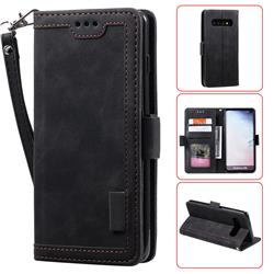 Luxury Retro Stitching Leather Wallet Phone Case for Samsung Galaxy S10 (6.1 inch) - Black