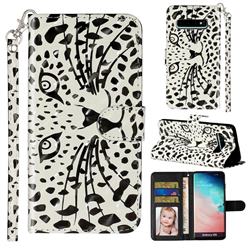 Leopard Panther 3D Leather Phone Holster Wallet Case for Samsung Galaxy S10 (6.1 inch)
