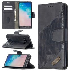 BinfenColor BF04 Color Block Stitching Crocodile Leather Case Cover for Samsung Galaxy S10 (6.1 inch) - Black