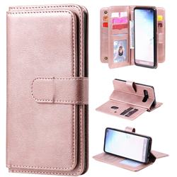 Multi-function Ten Card Slots and Photo Frame PU Leather Wallet Phone Case Cover for Samsung Galaxy S10 (6.1 inch) - Rose Gold