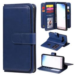 Multi-function Ten Card Slots and Photo Frame PU Leather Wallet Phone Case Cover for Samsung Galaxy S10 (6.1 inch) - Dark Blue