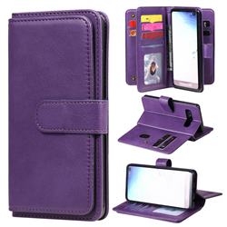 Multi-function Ten Card Slots and Photo Frame PU Leather Wallet Phone Case Cover for Samsung Galaxy S10 (6.1 inch) - Violet