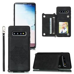 Luxury Mandala Multi-function Magnetic Card Slots Stand Leather Back Cover for Samsung Galaxy S10 (6.1 inch) - Black