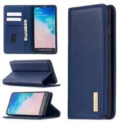 Binfen Color BF06 Luxury Classic Genuine Leather Detachable Magnet Holster Cover for Samsung Galaxy S10 (6.1 inch) - Blue