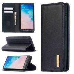 Binfen Color BF06 Luxury Classic Genuine Leather Detachable Magnet Holster Cover for Samsung Galaxy S10 (6.1 inch) - Black